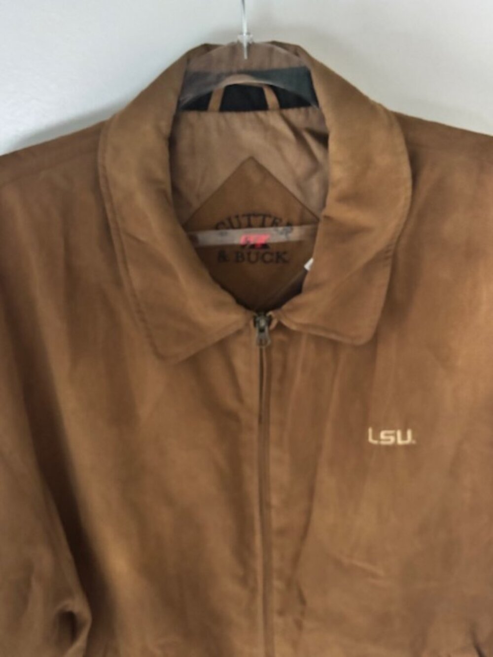 Cutter & Buck Brown Soft Microsuede Full‑Zip Jacket Men’s XXL LSU Logo College